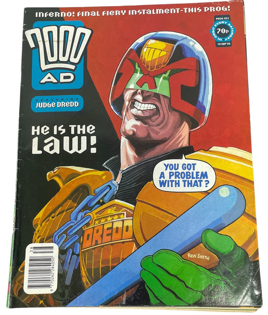Vintage Fleetway Publications 1993 - 2000 AD Featuring Judge Dredd Comic 18th September 1993 - Rare Copy - Ex Shop Stock (6.0 Grade)