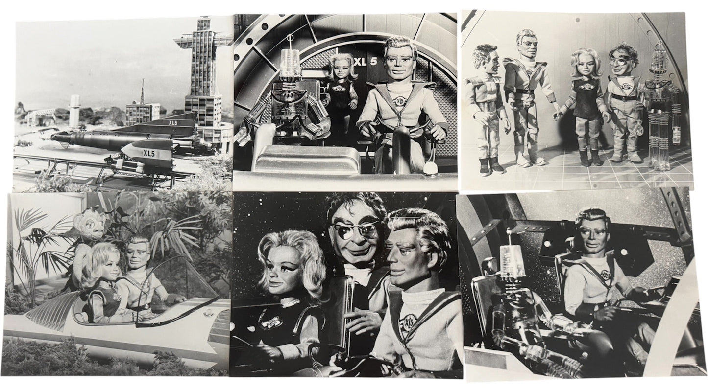 Vintage Gerry Andersons Thunderbirds &amp; Fireball XL5 Set Of 15 Large 10" by 8" Black &amp; White Photograph Prints - Ultra Rare - Unsold Shop Stock
