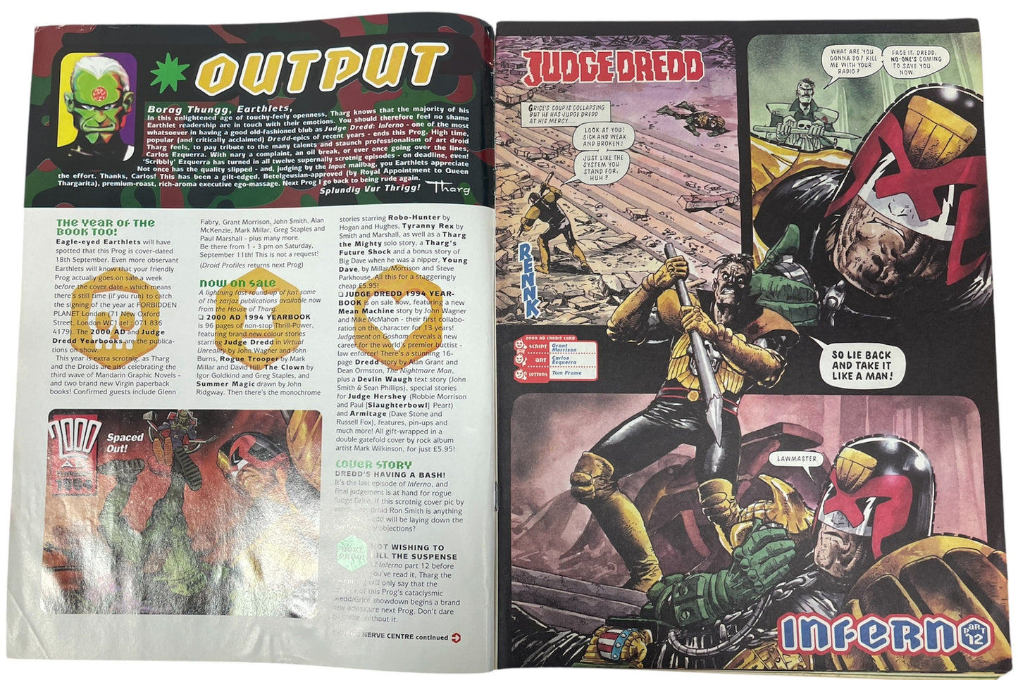 Vintage Fleetway Publications 1993 - 2000 AD Featuring Judge Dredd Comic 18th September 1993 - Rare Copy - Ex Shop Stock (6.0 Grade)