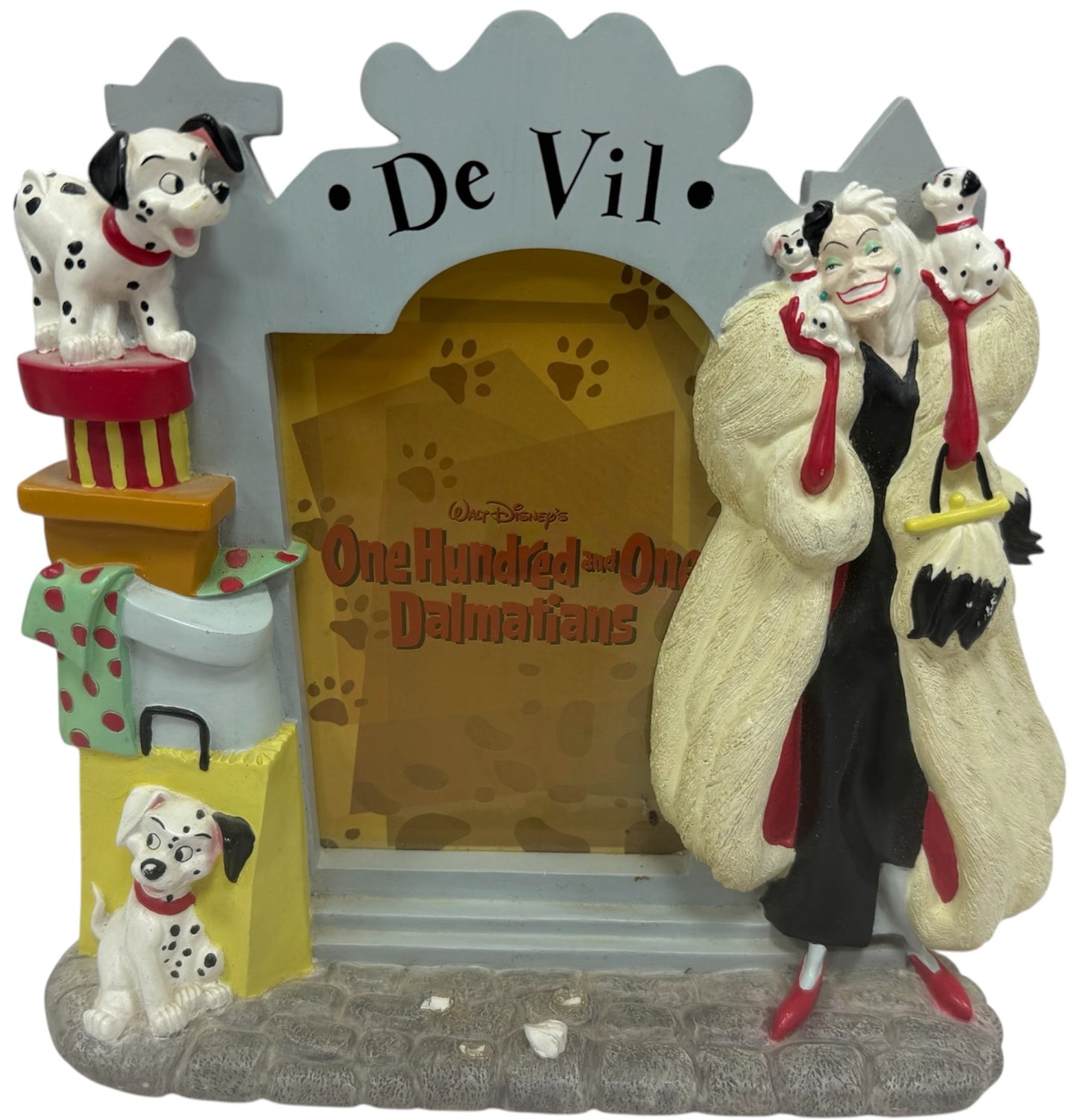 Vintage 1999 Walt Disney World Exclusive - De Vil - One Hundred And One Dalmatians Photo Picture Ceramic Frame - Very Very Rare
