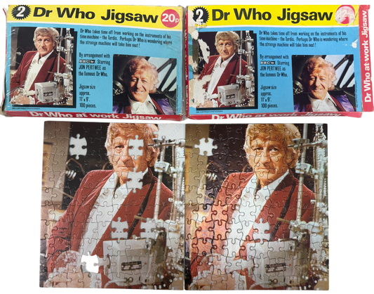 Vintage Pleasure Products 1972 2 x Doctor Who 100 Piece Jigsaw Puzzles No. 2 Featuring Jon Pertwee in The Dr At Work - Both Incomplete