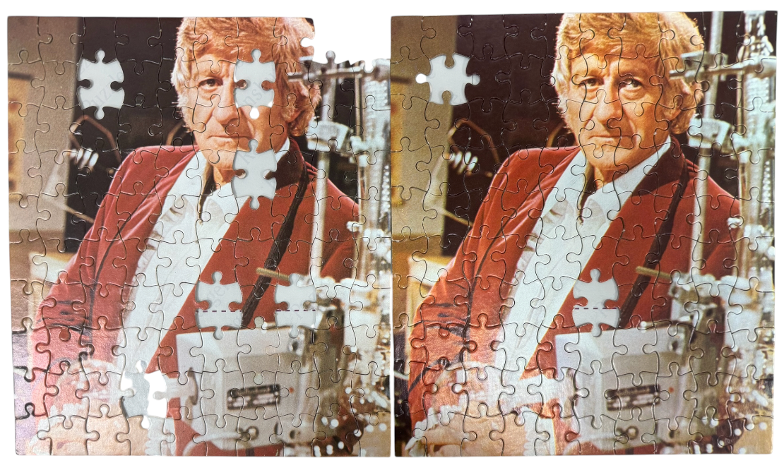 Vintage Pleasure Products 1972 2 x Doctor Who 100 Piece Jigsaw Puzzles No. 2 Featuring Jon Pertwee in The Dr At Work - Both Incomplete