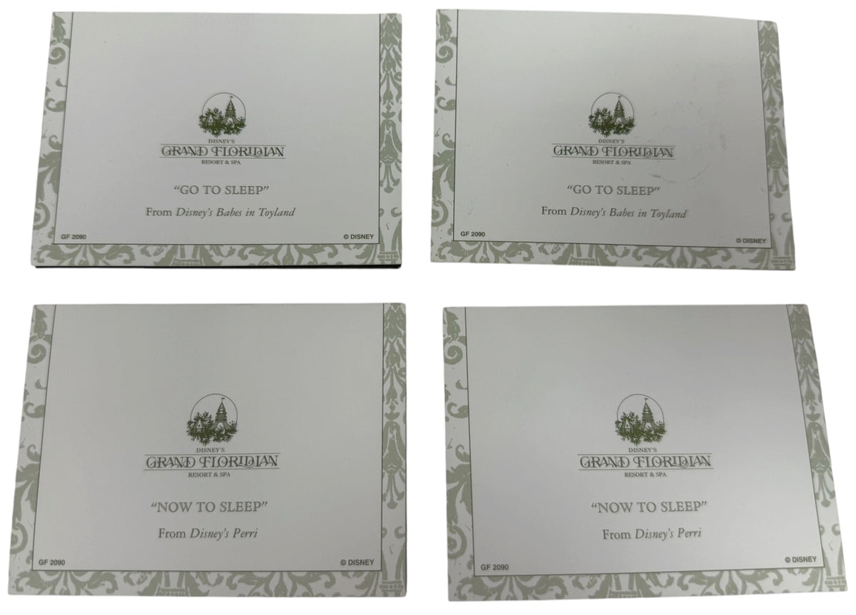 Vintage 2001 Walt Disney Worlds The Grand Floridian Hotel Housekeeping Turn Down Service Cards - Set Of 4 - Mint Condition