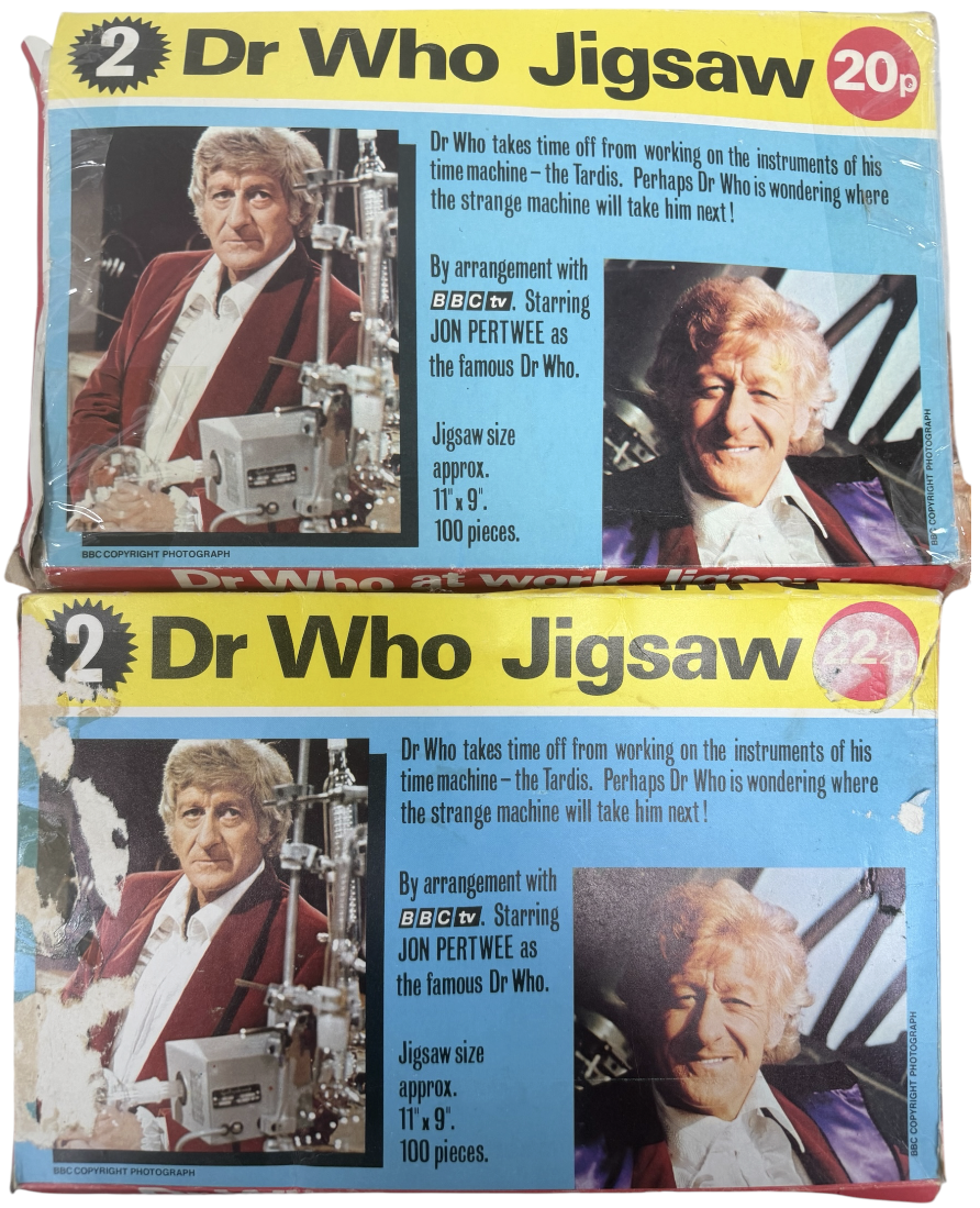 Vintage Pleasure Products 1972 2 x Doctor Who 100 Piece Jigsaw Puzzles No. 2 Featuring Jon Pertwee in The Dr At Work - Both Incomplete