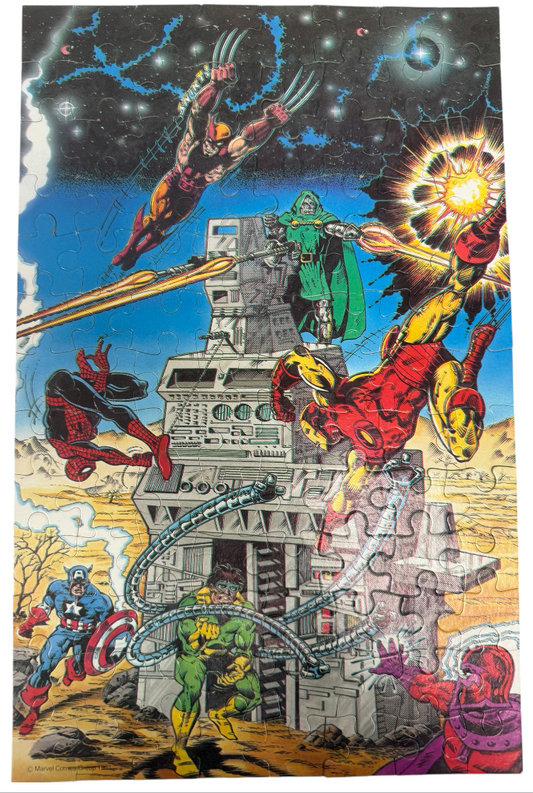 Vintage Salters 1984 Marvel Super Heroes Secret Wars Tower Of Doom 100 Piece Fully Interlocking Jigsaw Puzzle - 100% Complete - In The Original Box
