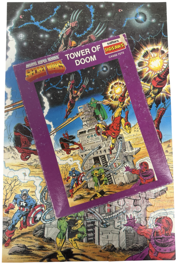 Vintage Salters 1984 Marvel Super Heroes Secret Wars Tower Of Doom 100 Piece Fully Interlocking Jigsaw Puzzle - 100% Complete - In The Original Box