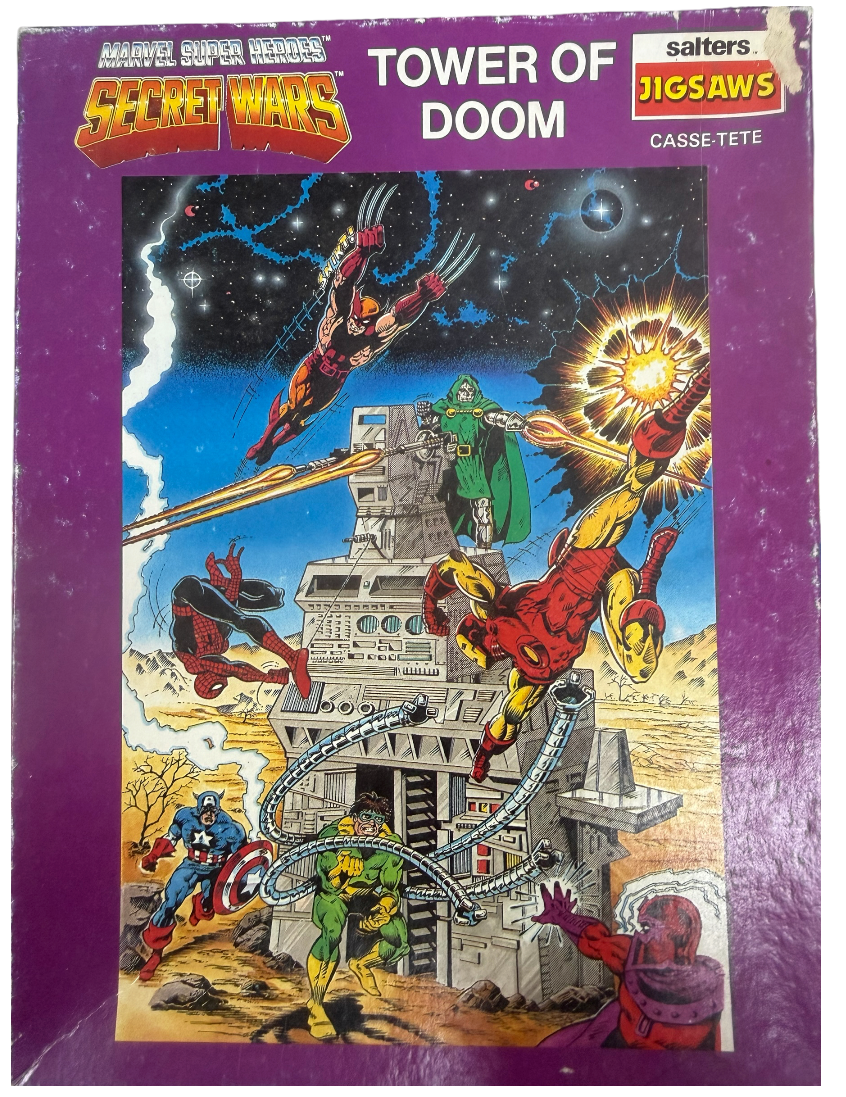 Vintage Salters 1984 Marvel Super Heroes Secret Wars Tower Of Doom 100 Piece Fully Interlocking Jigsaw Puzzle - 100% Complete - In The Original Box