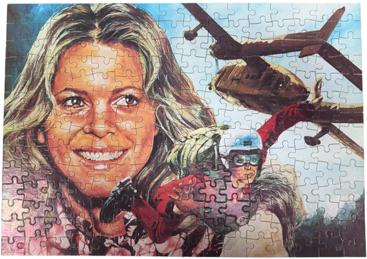 Vintage 1976 Whitman The Bionic Woman 224 Large Piece Jigsaw Puzzle Number 7801 -&nbsp; Jamie Sommers Skydiving - Complete And In The Original Box