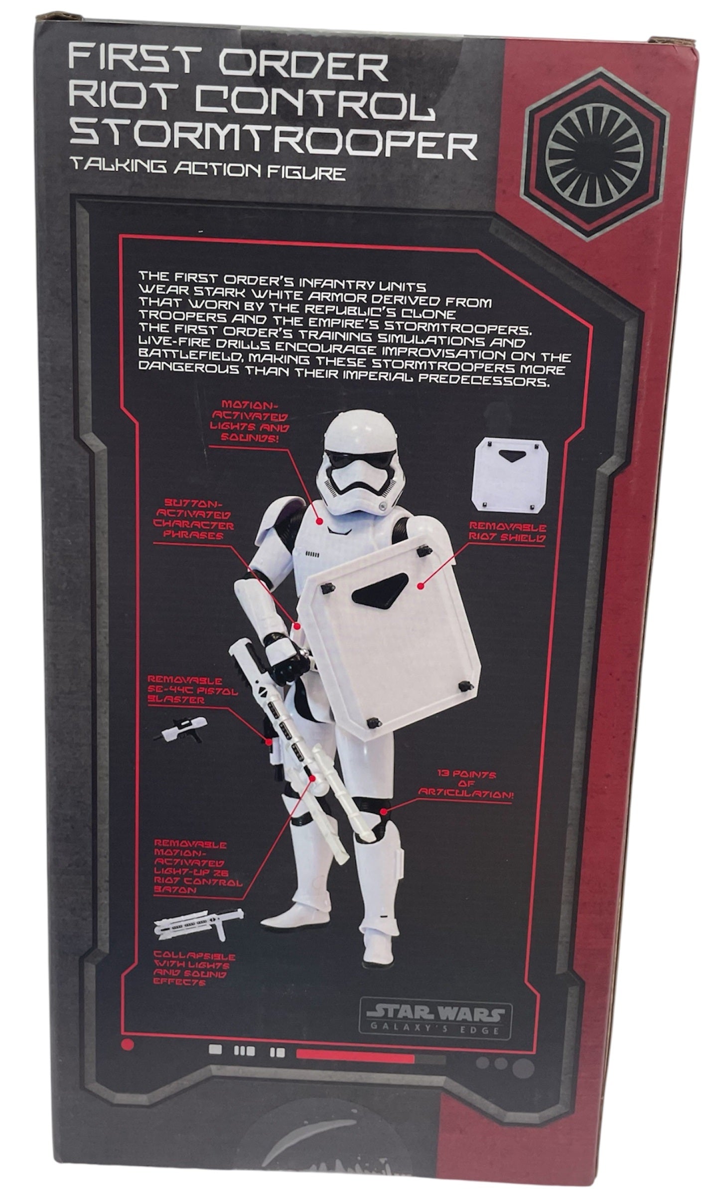 Disney Star Wars 2023 11" Electronic First Order Riot Control Stormtrooper Talking Action Figure With Motion Activated Lights &amp; Sounds - Factory Sealed