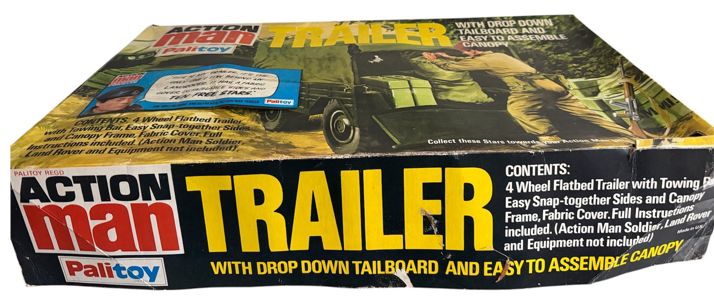 Vintage Palitoy 1975 Action Man Trailer With Drop Down Tailboard And Easy To Assemble Canopy - In The Original Box