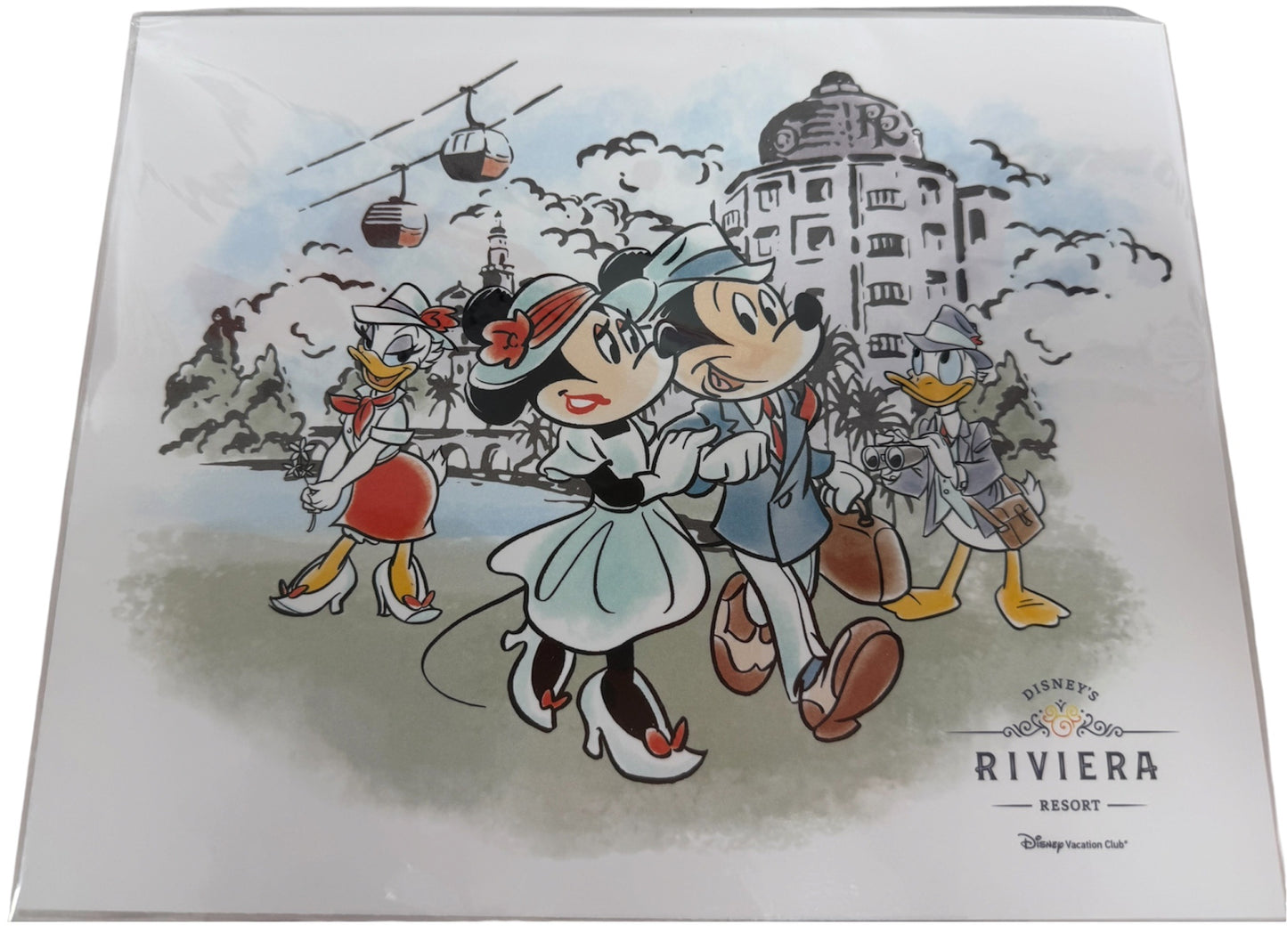 2022 Disney Cruise Line - Riviera Resort - Disney Vacation Club Lithograph Print + 3 x Vacation Club Pirate Stickers