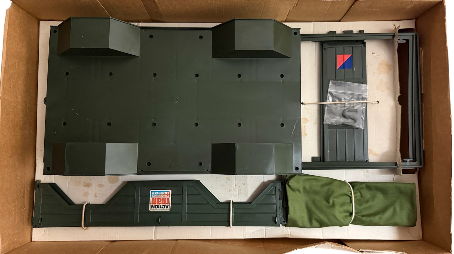Vintage Palitoy 1975 Action Man Trailer With Drop Down Tailboard And Easy To Assemble Canopy - In The Original Box
