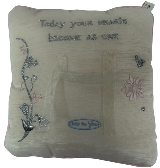 Today Your Hearts Become As One - Wedding Day Ring Cushion With Ring Ties By Carte Blanche