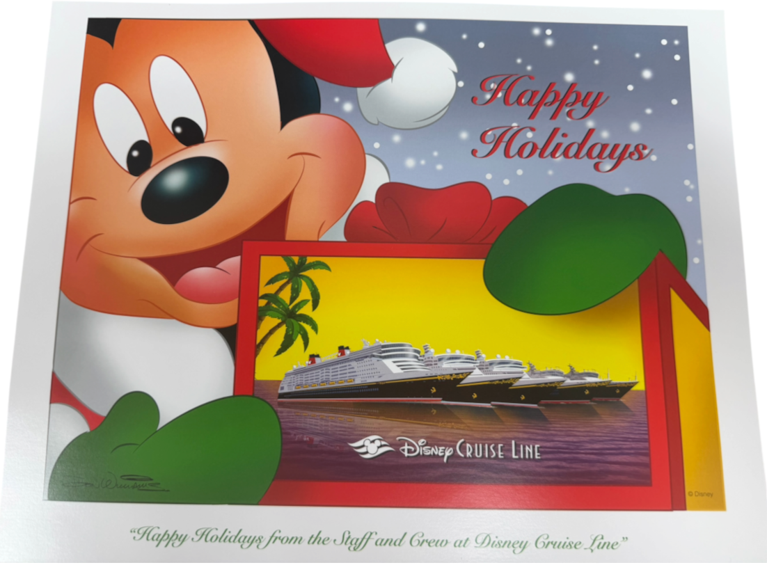 2022 Disney Cruise Line - Mickey Mouse Wishes You a Warm Holiday Season Ltd Ed Commemorative Lithograph Print