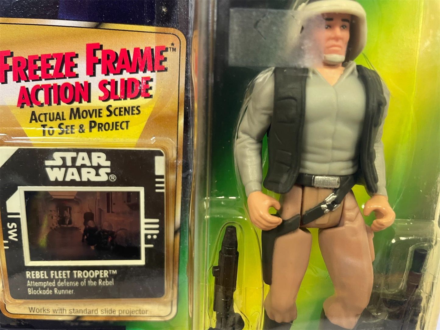 Vintage Star Wars 1997 The Power Of The Force Rebel Fleet Trooper Action Figure With Freeze Frame Movie Slide - Ex Shop Stock