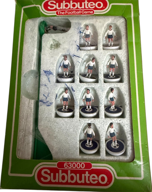 Vintage 1985 Subbuteo Table Soccer Football Game 447 Light Weights Tottenham Hotspur / Bolton Wanderers, Preston North End or Derby County Team Table Soccer .00 Scale Edition Fantastic Condition In The Original Box