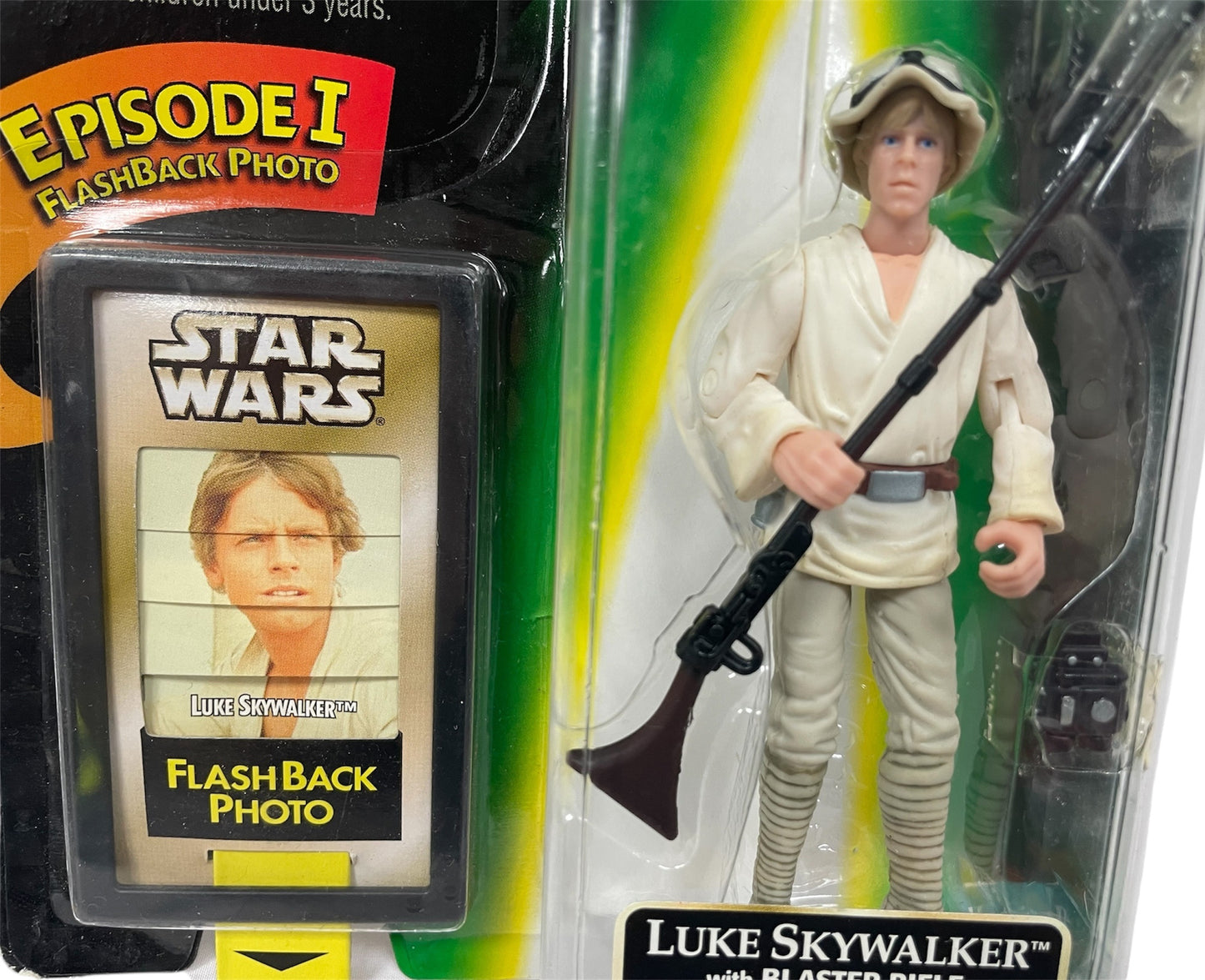 Vintage 1998 Star Wars The Power Of The Force Luke Skywalker In Farm Attire Action Figure With Flashback Photo - Ex Shop Stock