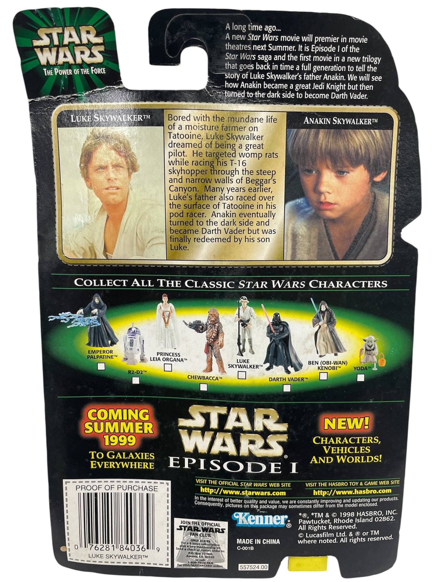 Vintage 1998 Star Wars The Power Of The Force Luke Skywalker In Farm Attire Action Figure With Flashback Photo - Ex Shop Stock
