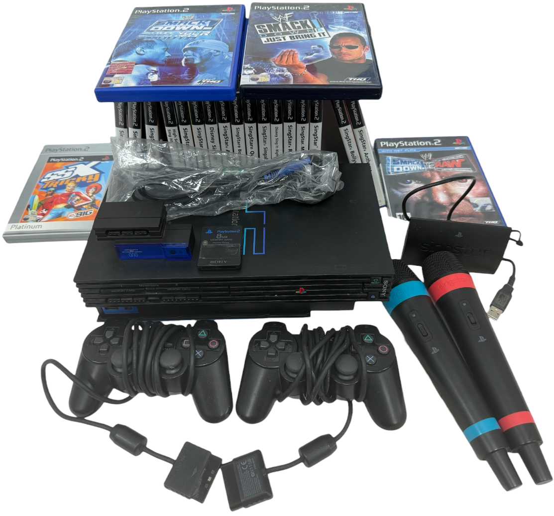 Vintage 2000 Sony Playstation 2 Games Console Bundle With Controllers, Games And More - Full Working Condition