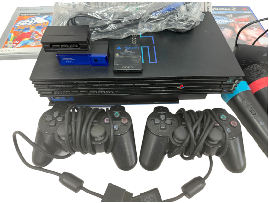 Vintage 2000 Sony Playstation 2 Games Console Bundle With Controllers, Games And More - Full Working Condition