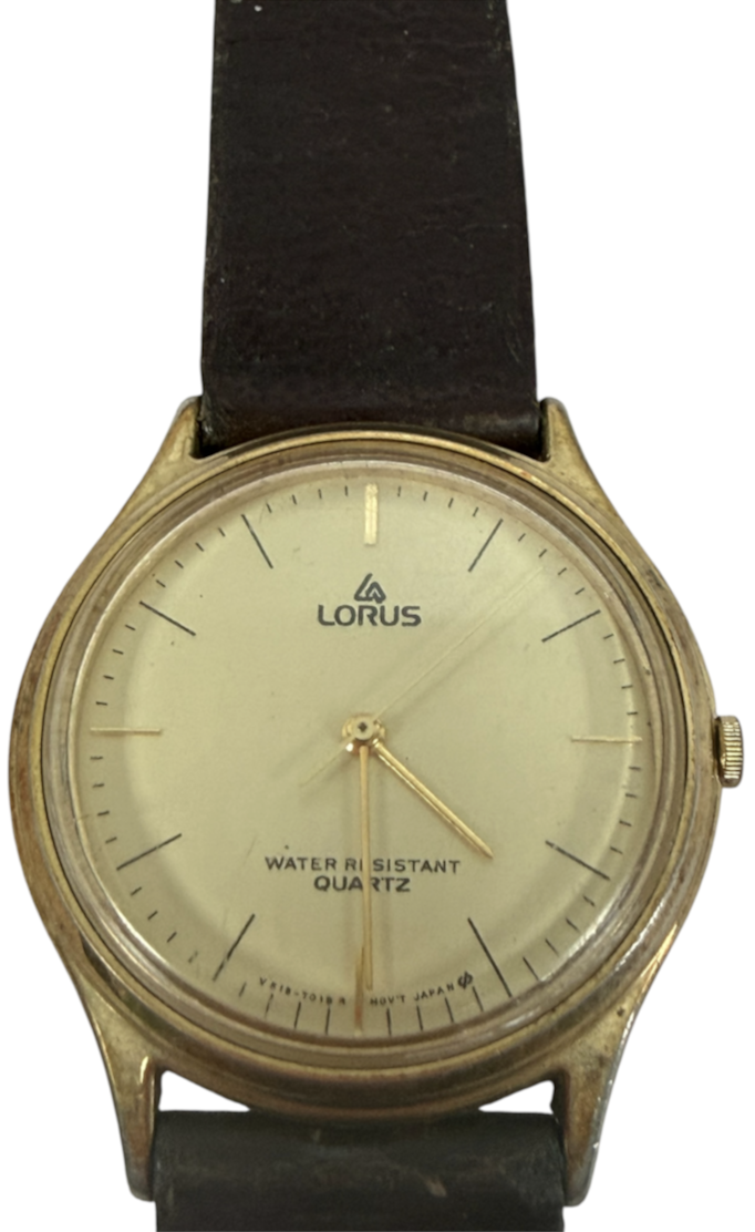 Vintage Lorus V515-7000 Mens Quartz Dress Watch Gold Tone Cream Dial 1988-1996 - Requires Replacement Battery