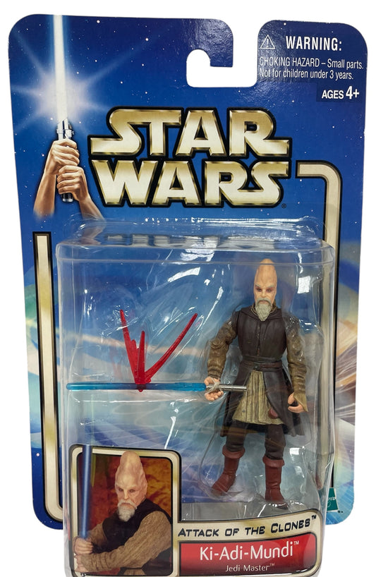 Vintage 2002 Star Wars The Attack Of The Clones Ki-Adi Mundi Jedi Master Action Figure With Action Force Blast Effect - Brand New Factory Sealed Shop Stock Room Find