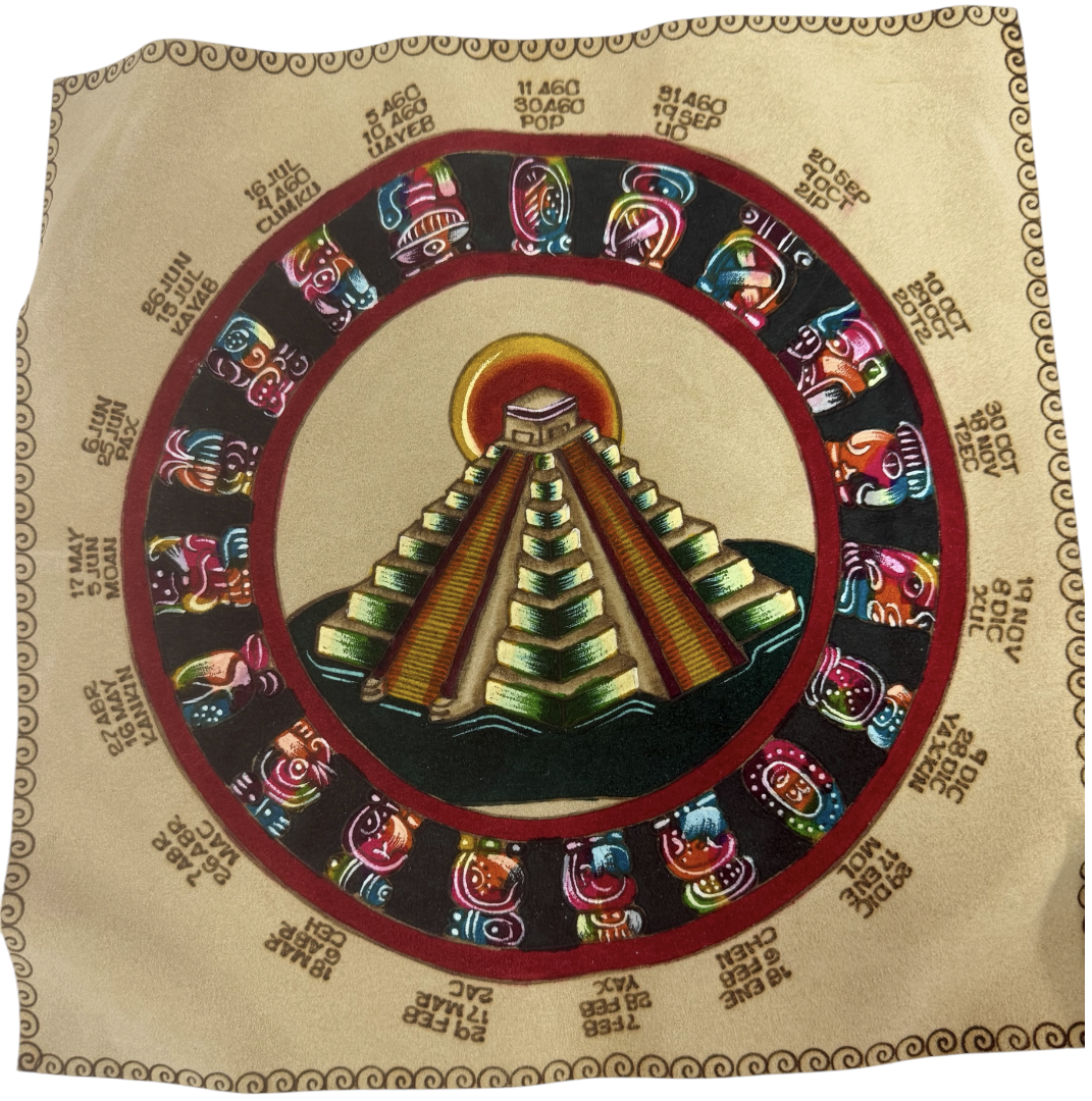 Vintage 2000 The Mayan Calendar Set Of Two On Suede Leather With Instructions On How To Read - Ex Shop Stock