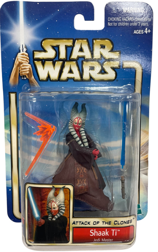 Vintage 2002 Star Wars The Attack Of The Clones Shaak Ti Jedi Master Action Figure With Force Blast Effect - Brand New Factory Sealed Shop Stock Room Find