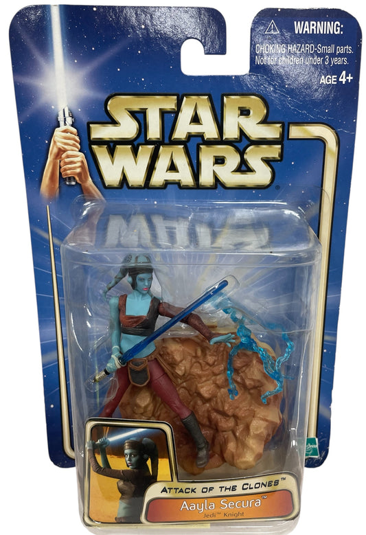 Vintage 2002 Star Wars The Attack Of The Clones Aayla Secura Jedi Knight Action Figure With Force Blast Energy Effect - Brand New Factory Sealed Shop Stock Room Find