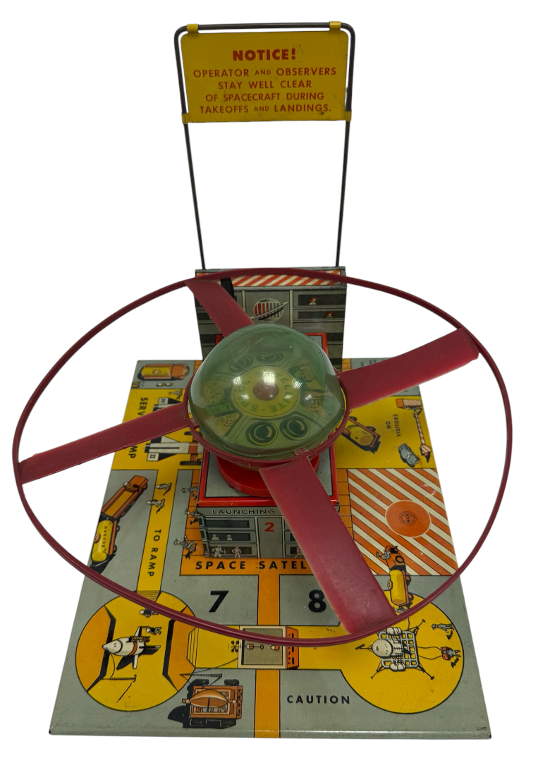 Vintage 1950's Louis Marx Toys - Space Satellite Launching Tin Litho Toy - In Working Condition