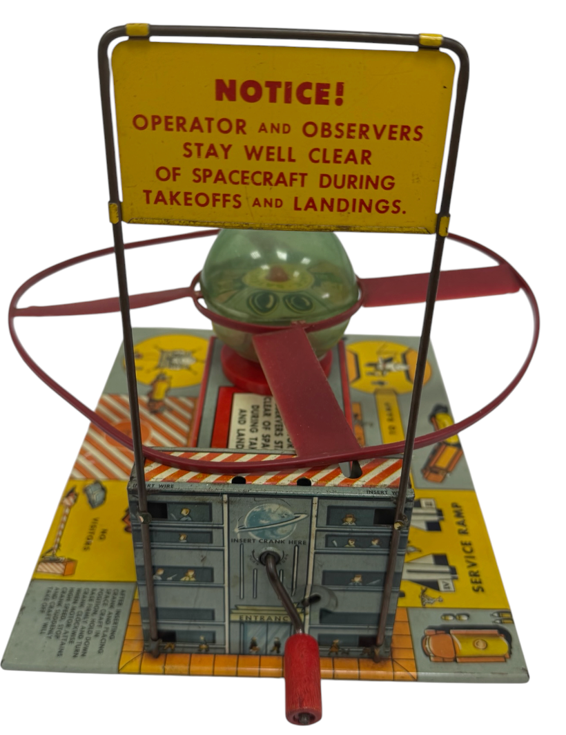 Vintage 1950's Louis Marx Toys - Space Satellite Launching Tin Litho Toy - In Working Condition