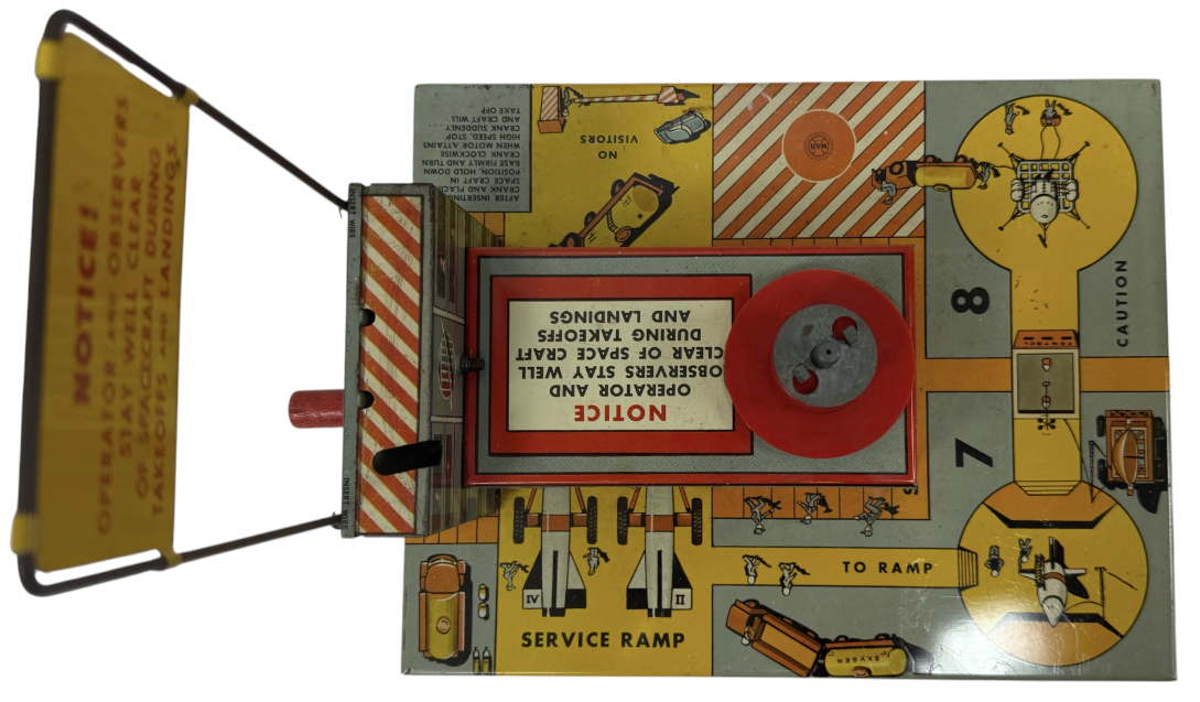Vintage 1950's Louis Marx Toys - Space Satellite Launching Tin Litho Toy - In Working Condition