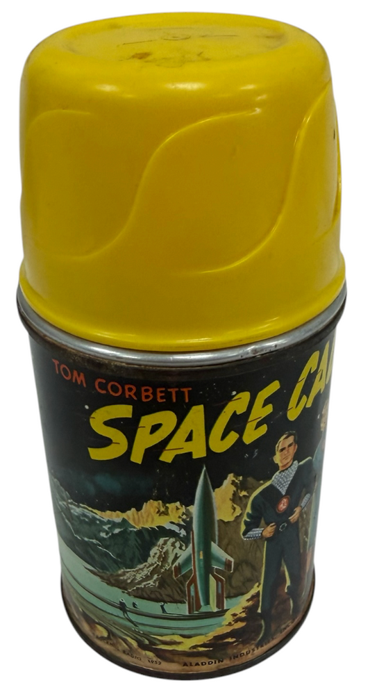 Vintage 1952 Aladdin Tom Corbett Space Cadet Thermos Thermal Bottle Flask - Very Good Condition Very Rare Item