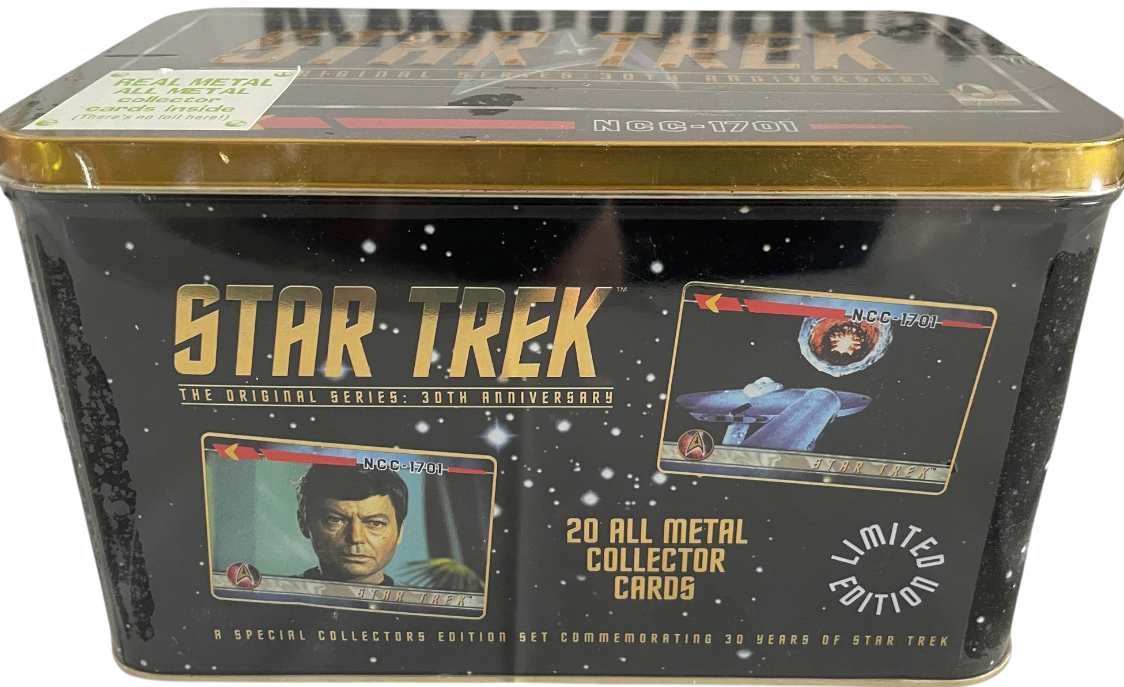 Vintage 1996 First Ltd Edition Star Trek TOS 30th Anniversary 20 All Metal Collector Cards In Tin - Brand New Factory Sealed Shop Stock Room Find