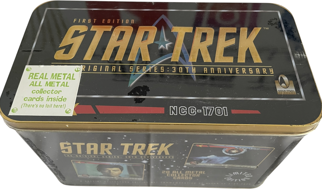 Vintage 1996 First Ltd Edition Star Trek TOS 30th Anniversary 20 All Metal Collector Cards In Tin - Brand New Factory Sealed Shop Stock Room Find