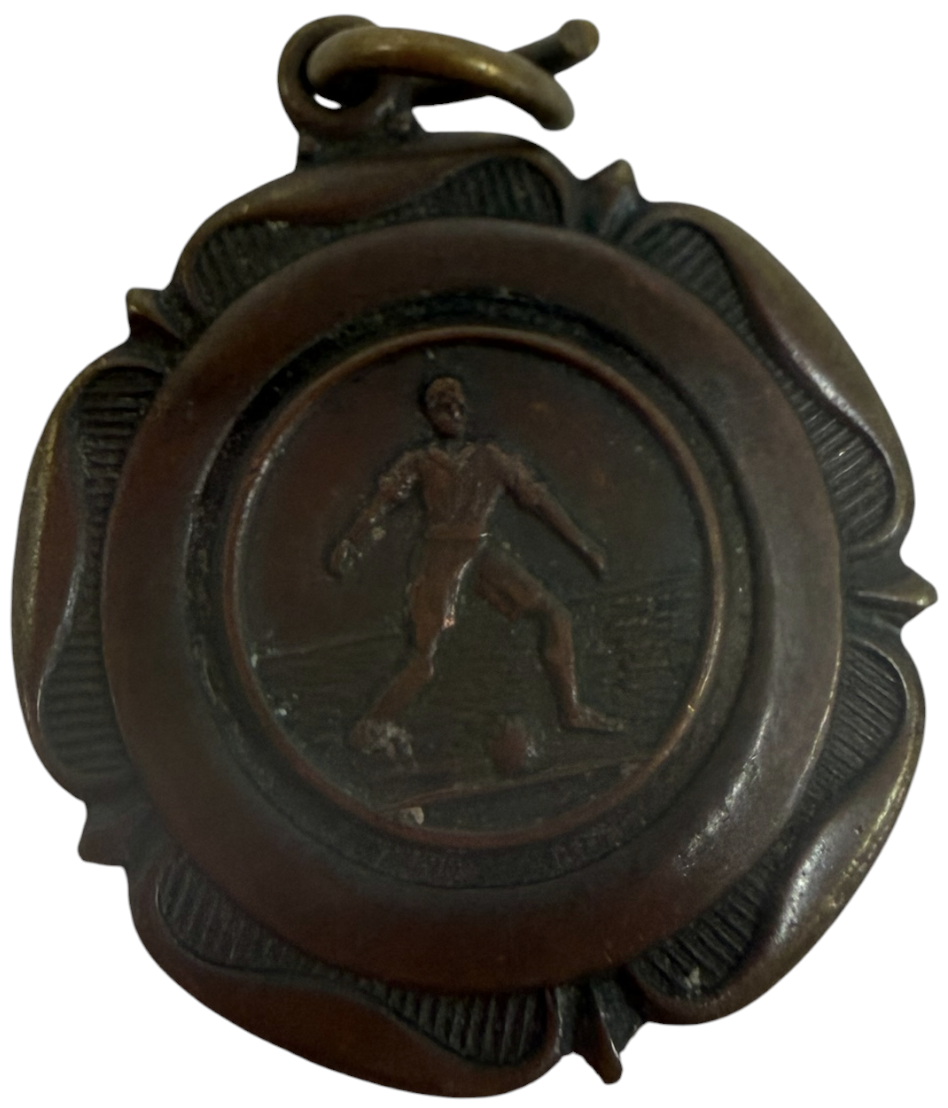 Vintage Football Medal Fob Pendant Bronze Brass Unengraved Soccer Collectible 1930s 1940s 1950s - Fantastic Condition