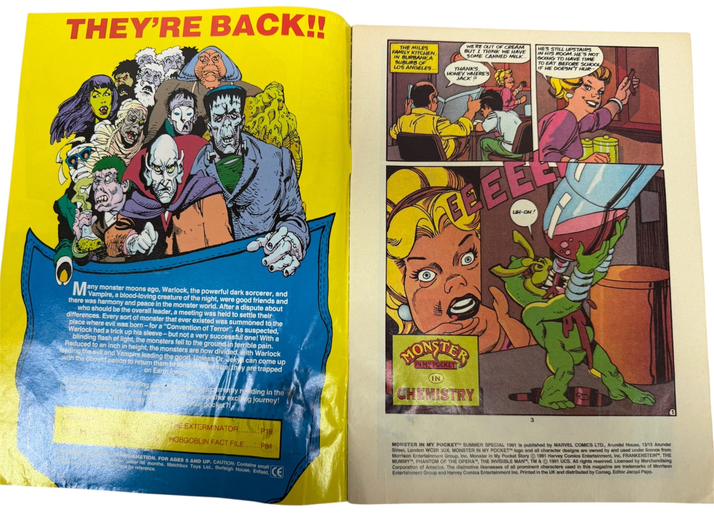 Vintage Marvel UK 1991 - Summer Special - Monster In My Pocket Comic - Ultra Rare Copy In Fantastic Condition (6.5 Grade)