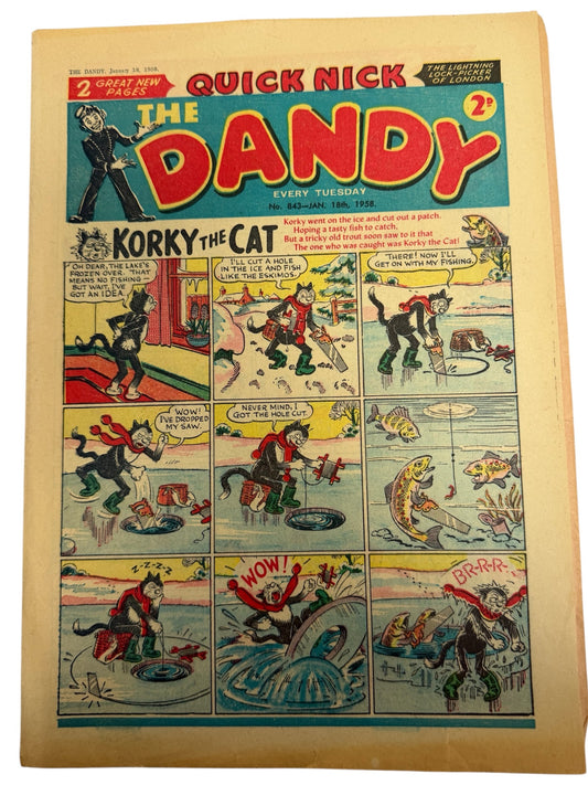 Vintage Rare 1958 The Dandy Weekly Comic No. 843 Boys And Girls Comic 18h January By D C Thomson & Co (5.0 Grade)