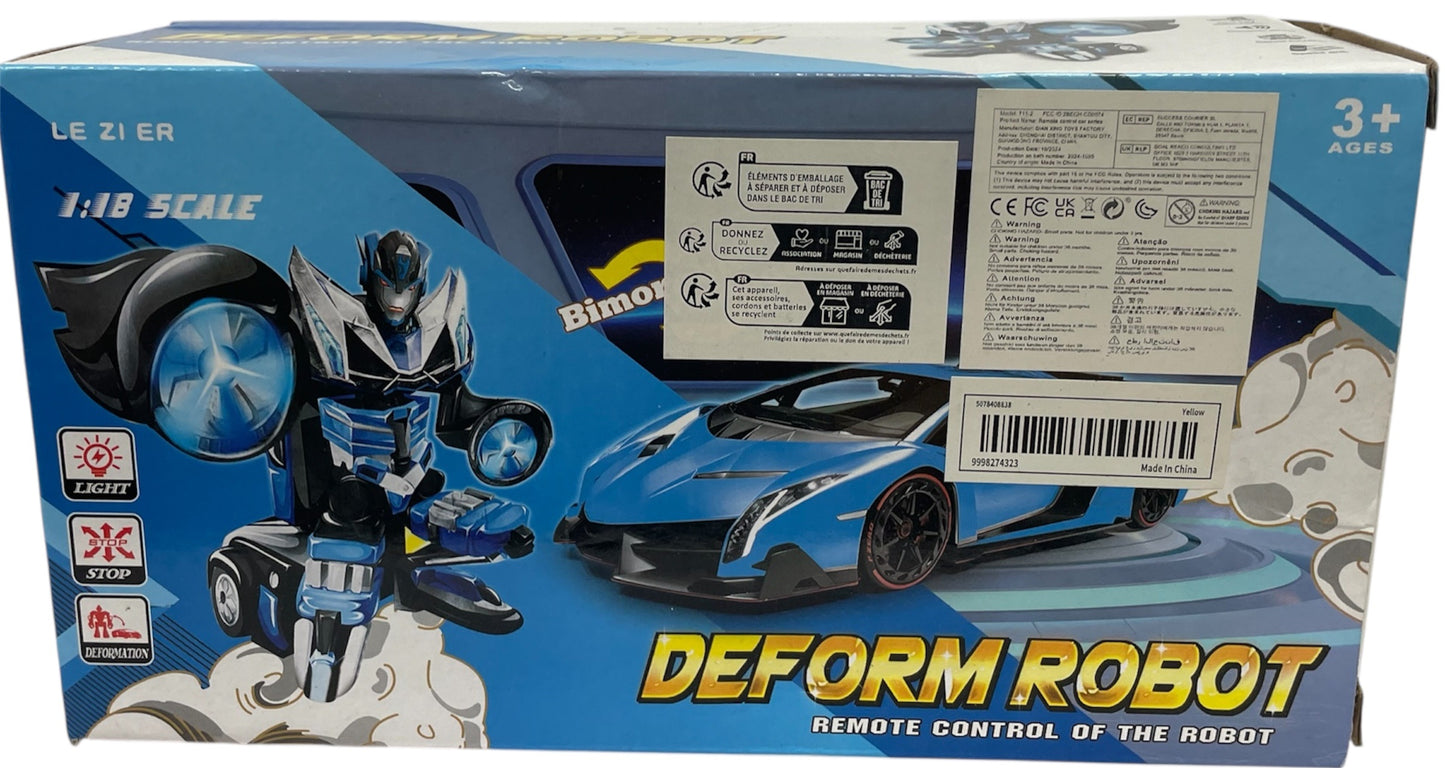 Deform Robot - Transforming Remote Control Car To Robot - Biomorphic Change - Yellow Bumblebee Style Transformer - Brand New Factory Sealed