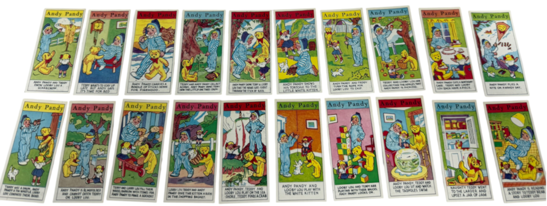 Vintage 1960 Primrose Confectionery Full Set Of 50 Andy Pandy Sweet Cigarette Cards - Fantastic Condition