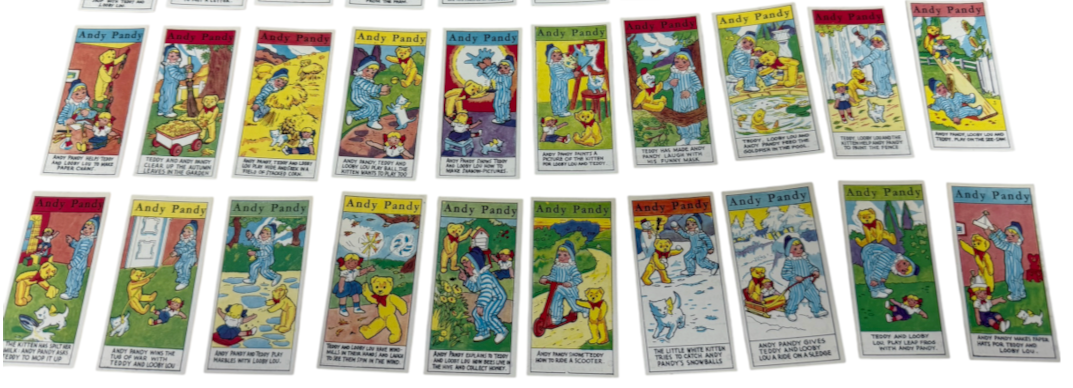Vintage 1960 Primrose Confectionery Full Set Of 50 Andy Pandy Sweet Cigarette Cards - Fantastic Condition