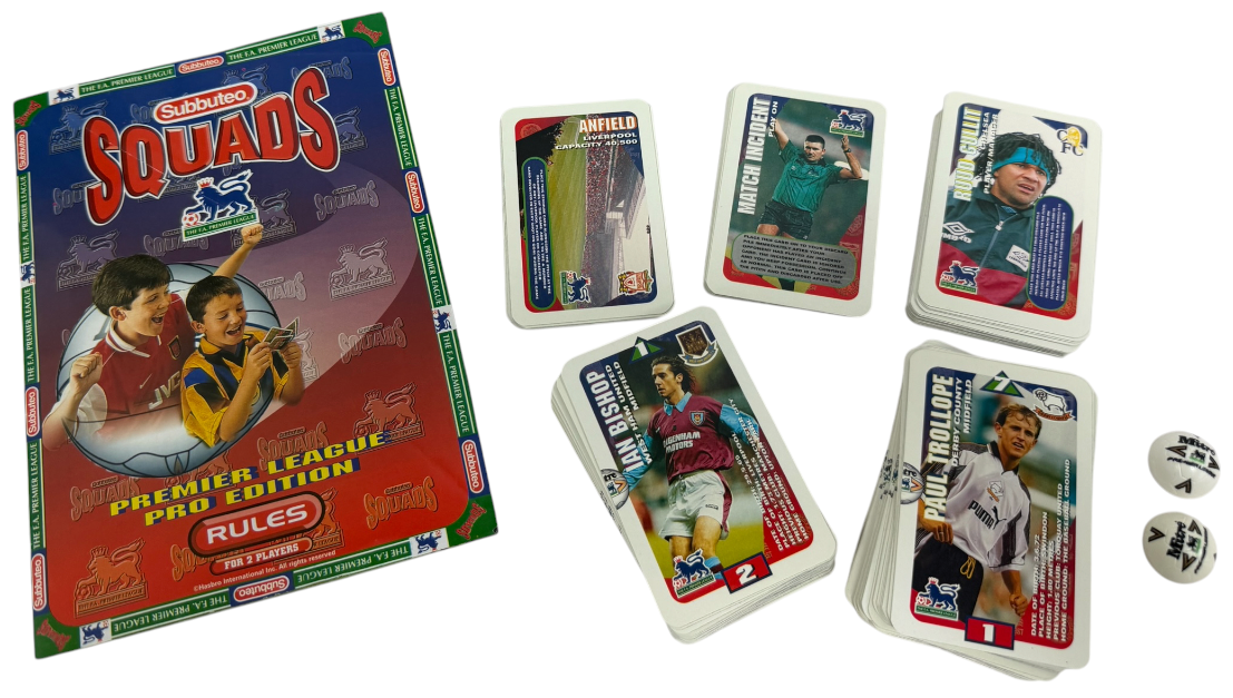 Vintage 1996 Subbuteo Squads Premier League Pro Edition Card Game - Complete & Boxed - Ex Shop Display Set