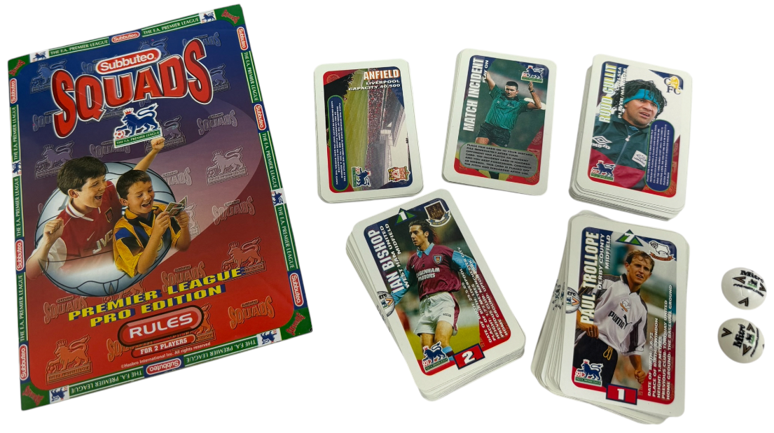 Vintage 1996 Subbuteo Squads Premier League Pro Edition Card Game - Complete & Boxed - Ex Shop Display Set