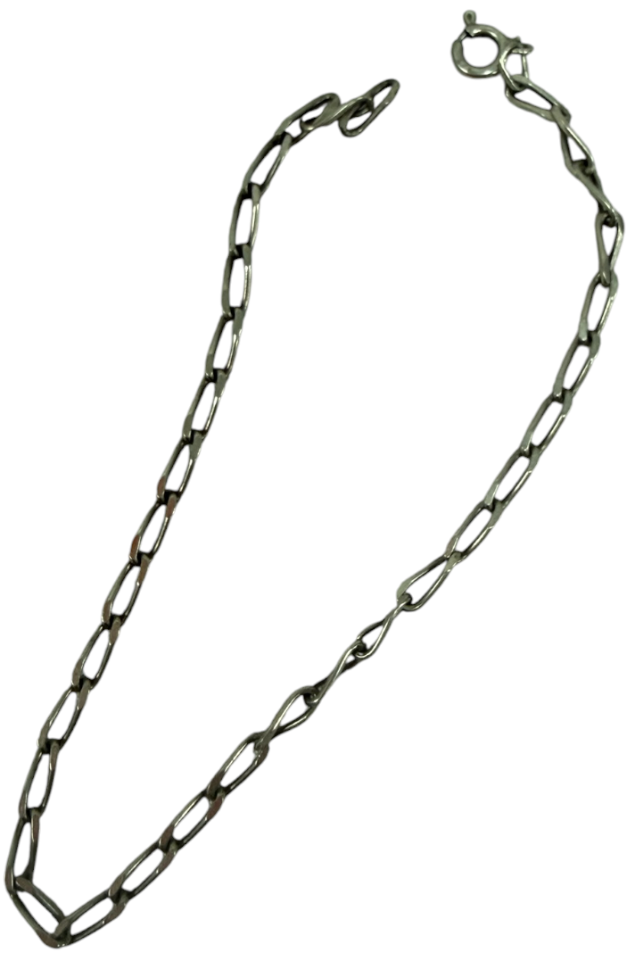 Vintage 925 Sterling Silver Paperclip Chain Bracelet 8” Elongated Links Vintage Patina