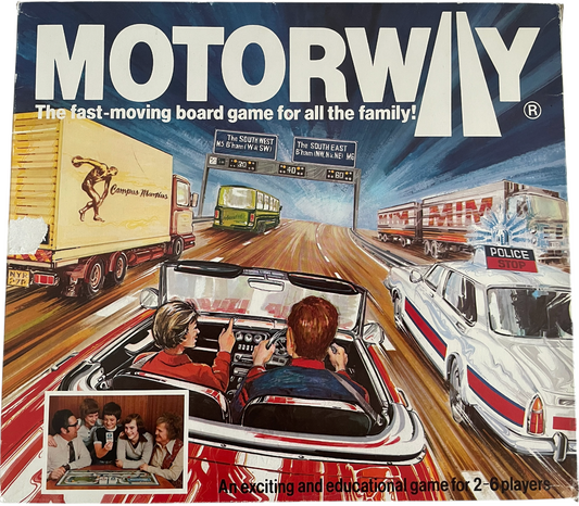 Vintage 1978 Campus Martins Original Release - Motorway The Fast Moving Board Game - 100% Complete In The Original Box - Former Shop Counter Display Game