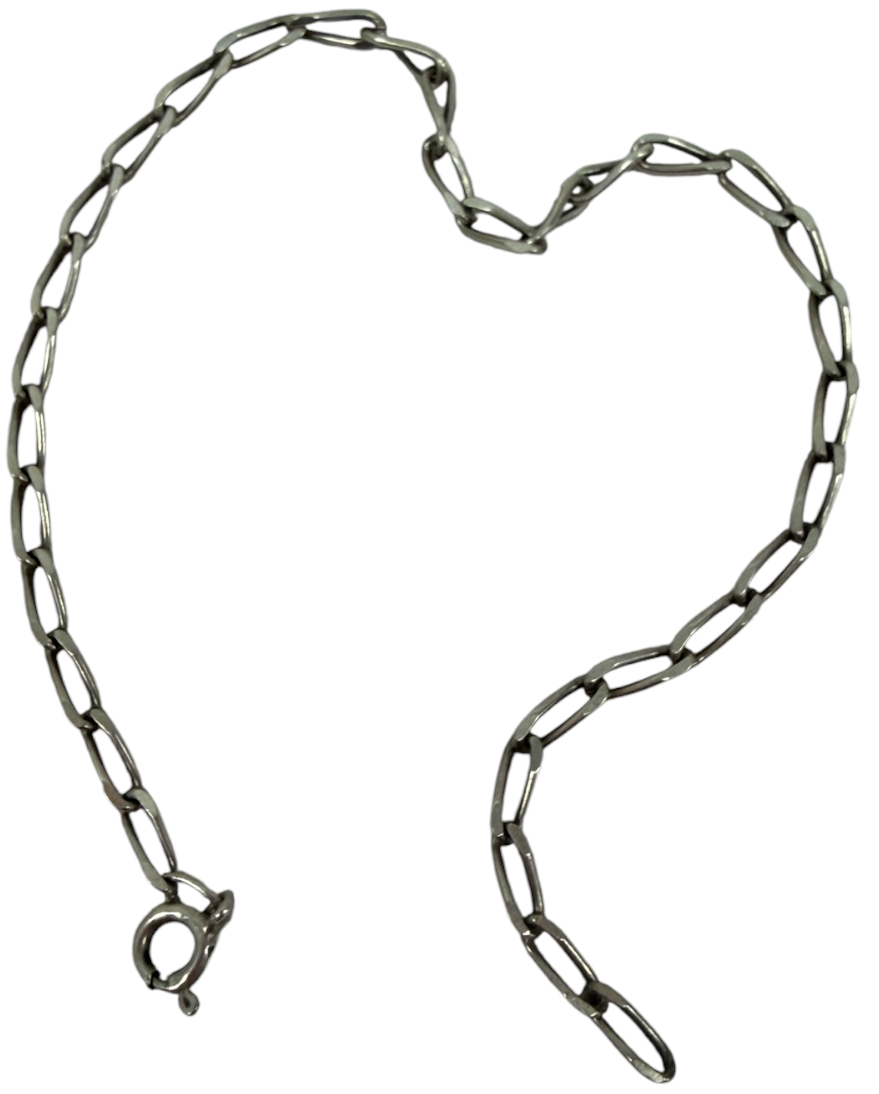 Vintage 925 Sterling Silver Paperclip Chain Bracelet 8” Elongated Links Vintage Patina