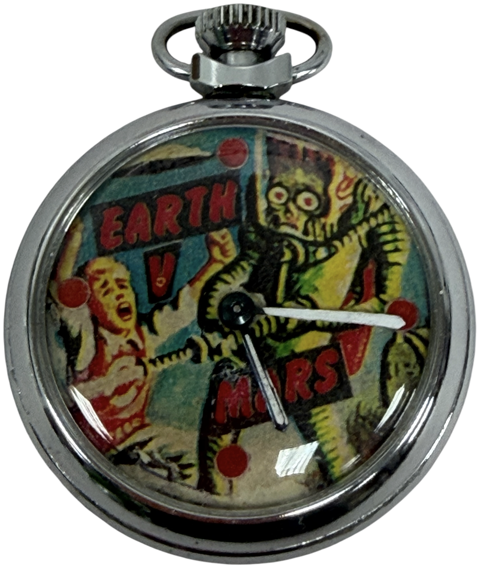 Vintage Smiths Earth V Mars Novelty Pocket Watch - In Working Condition - Ultra Rare.
