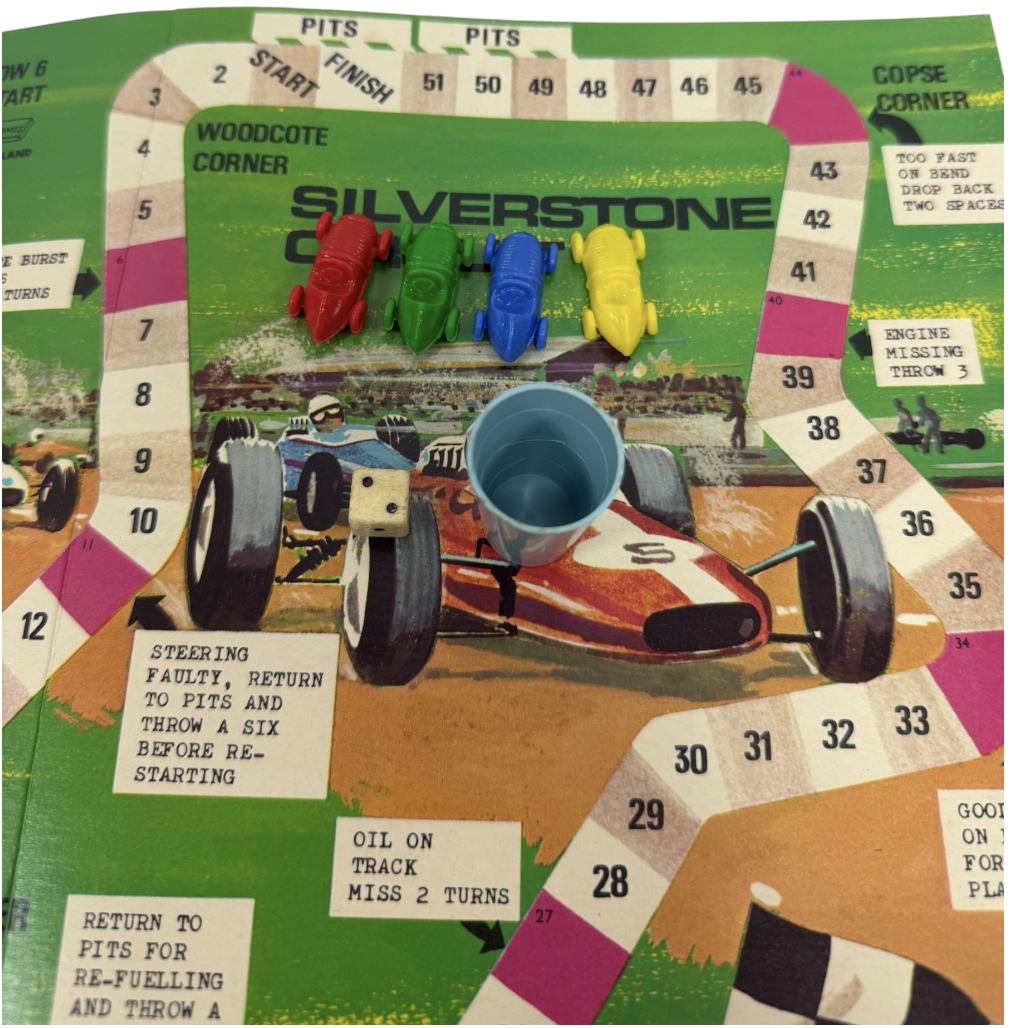 Vintage 1960 Rare Marchant Games Silverstone Circuit Race Board Game - Fantastic Condition 100% Complete & Boxed