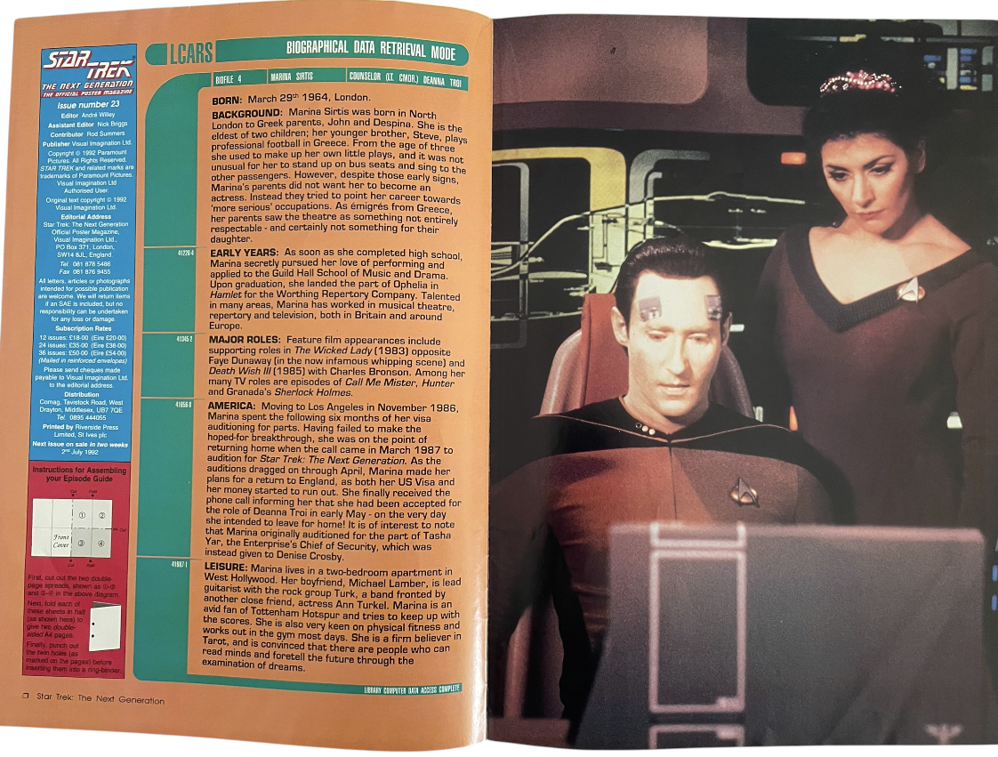 Vintage 1992 Star Trek The Next Generation The Official Poster Magazine Issue No. 23 - June 1992 - Ex Shop Stock