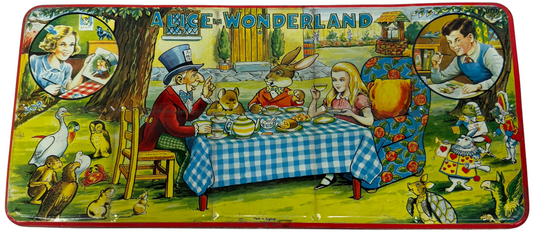 Vintage 1940's Page Of London - Alice In Wonderland Large Lithographed Tin Watercolour Paint Set